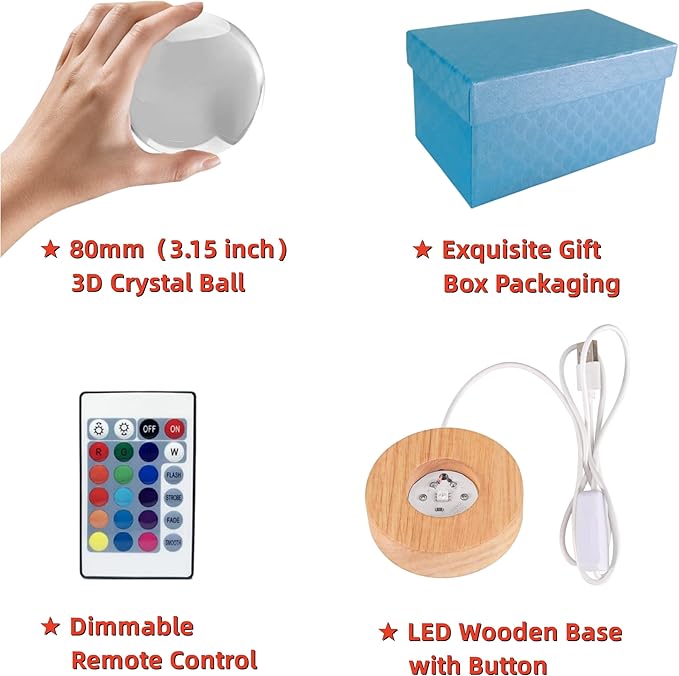 3D Crystal Ball Lamp with Lifelike LED Lion, 16 Color Changing Light, Dimmable - Image 3