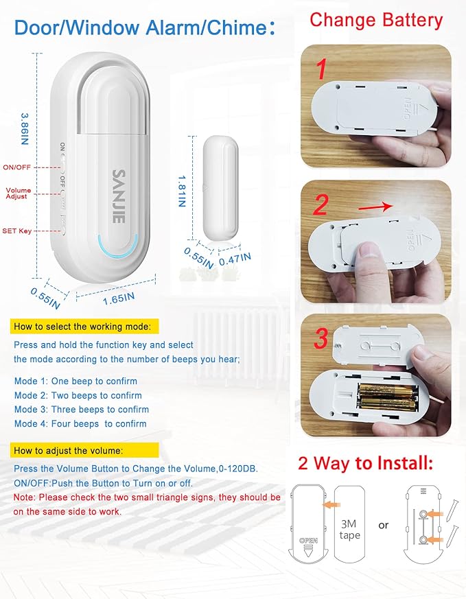 SanJie Adjustable Volume Door Alarm Sensor - Image 9