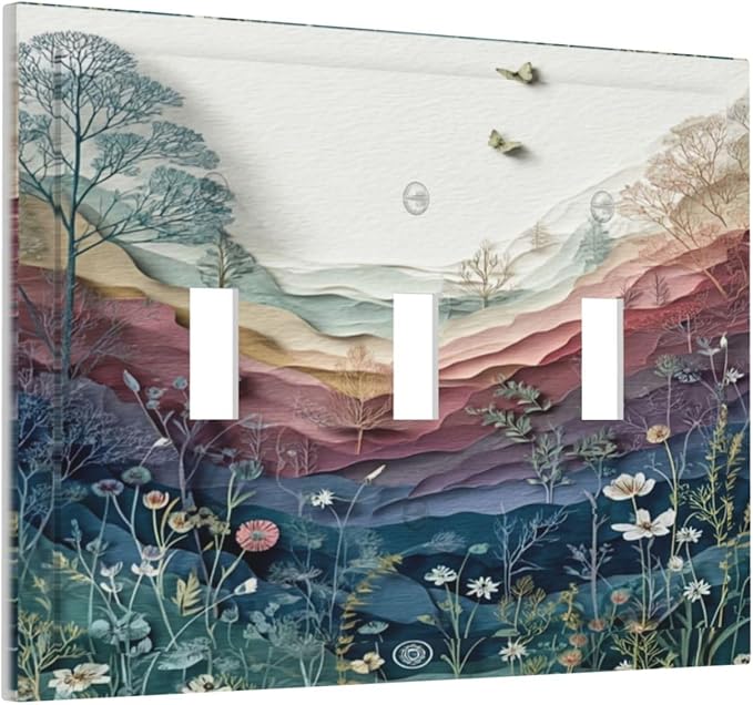Bvtewkhz Wildflowers Rustic Flowers Floral Plants 3 Gang Triple Toggle Wall - Image 2