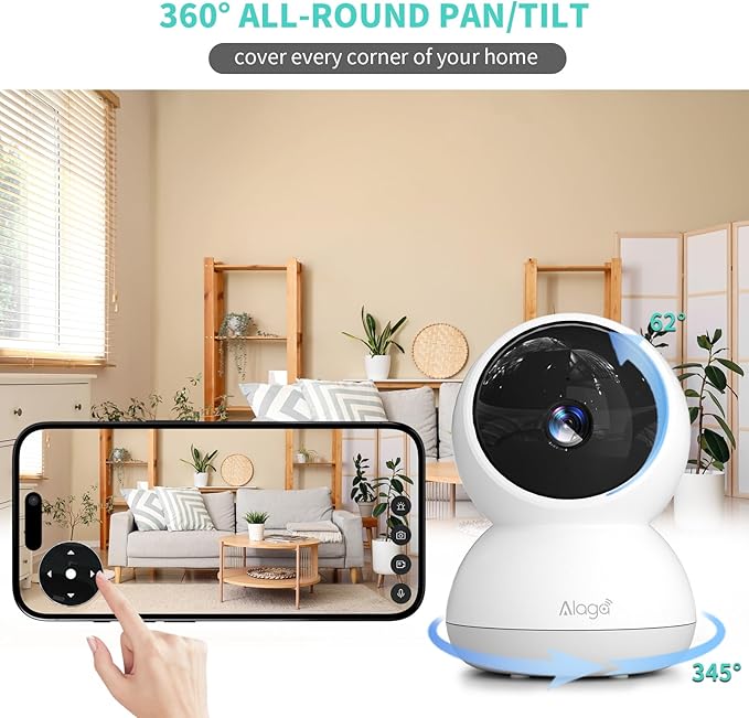 Indoor Camera, 3K HD Indoor Security Camera, 360° Pan/Tilt Pet Camera, 2-Way - Image 7