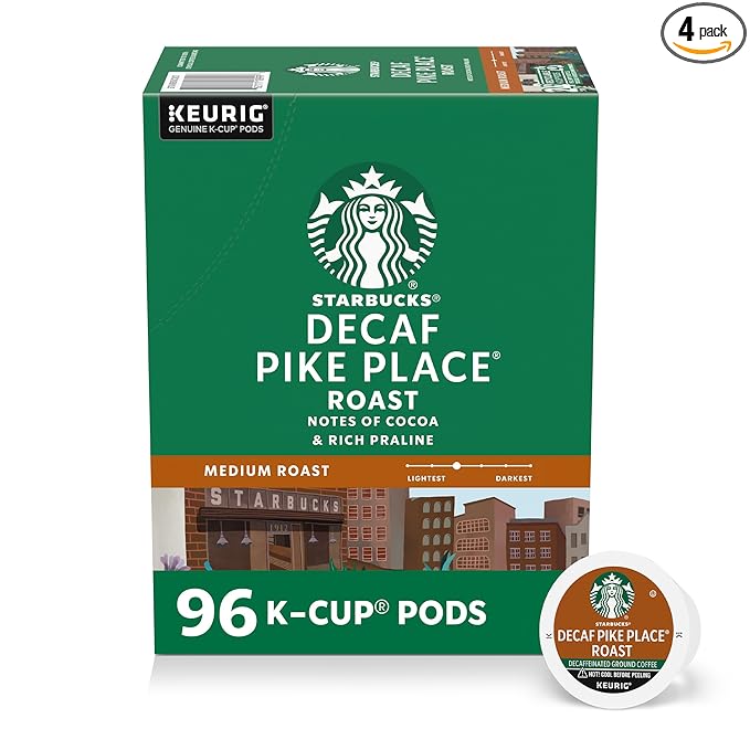 Starbucks K-Cup Coffee Pods, Medium Roast Hot or Iced Coffee, Decaf Pike Place by StarbucksCoffee