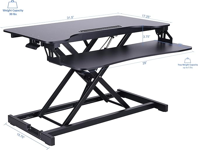 Rocelco Standing Desk Converter 31.5 Inch Sit Stand Up Dual Monitor Tabletop - Image 4