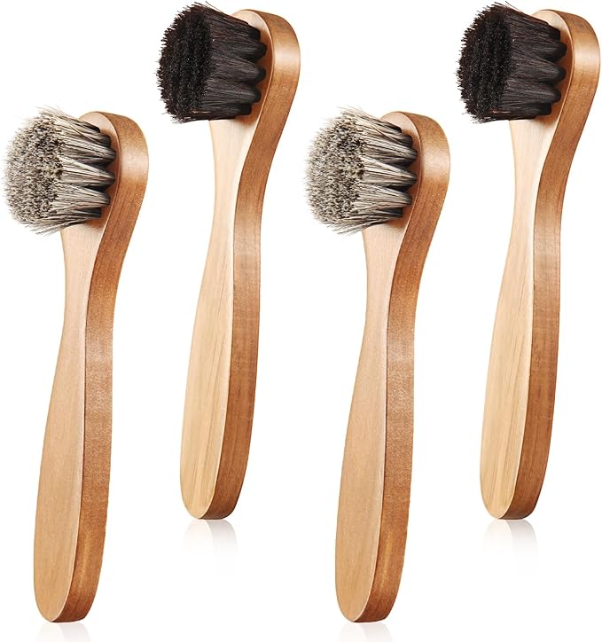 4 Pcs Horsehair Shine Shoes Brush Kit Polish Dauber Applicators Cleaning by ZJoey