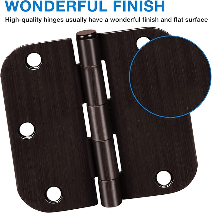 18 Pack Oil Rubbed Bronze Door Hinges 3.5" x 3 1/2 Inch Black Brushed Interior - Image 3