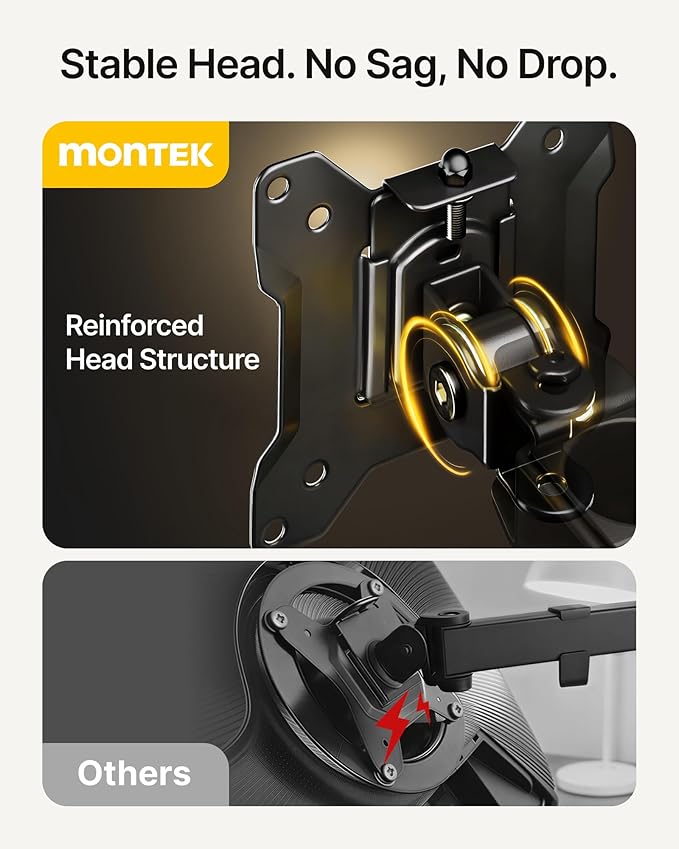 monTEK Dual Monitor Stand for 17"–32” Computer, Adjustable Height Stable - Image 4