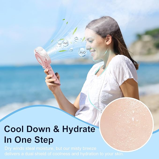 HandFan Upgraded Portable Handheld Misting Fan, Rechargeable Personal Mister Fan - Image 4