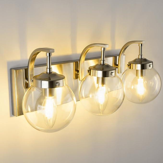 Beionxii Brushed Nickel Bathroom Light Fixtures, 3-Light Bathroom Vanity Light by Beionxii