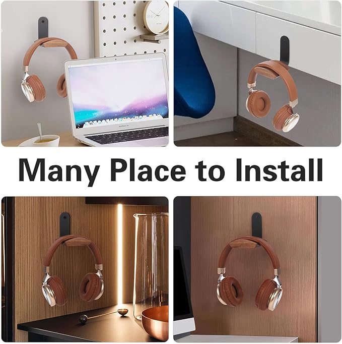Mt.Jun Walnut Wood Headphone Wall Mount Holder, - Image 2