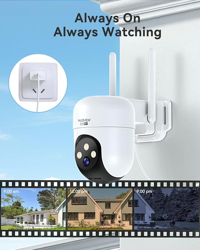 MUBVIEW 360° Security Cameras Wireless Outdoor, 24/7 Wired Outdoor Camera - Image 3