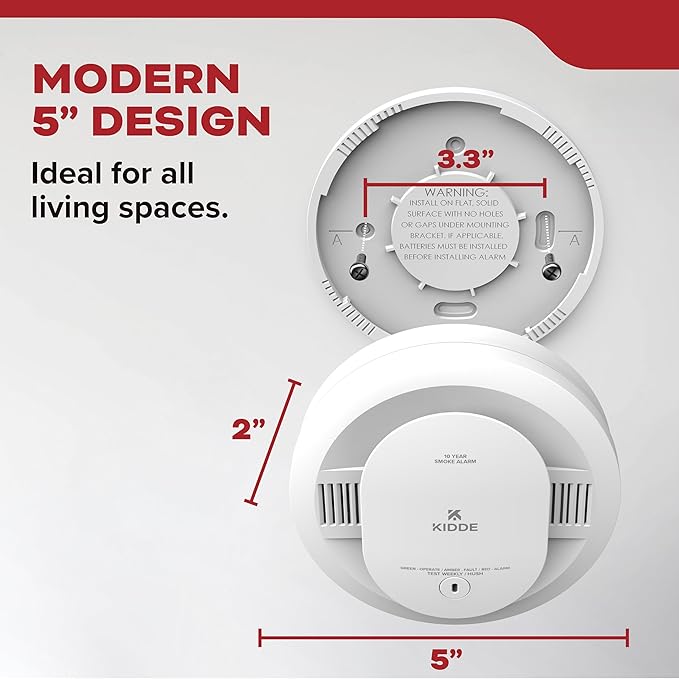 Kidde Smoke Detector, 10-Year Battery Powered, Voice Alerts, LED Warning Light - Image 8