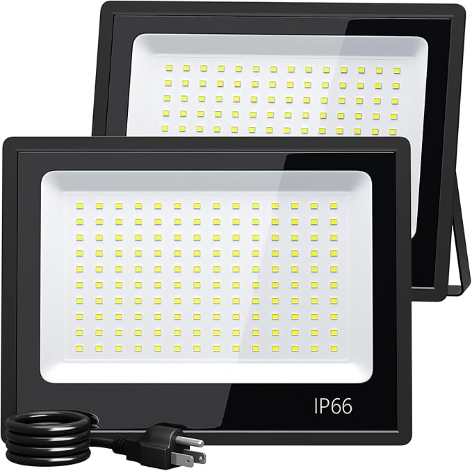 XXBSAZ 100W LED Flood Lights Outdoor, Plug-in & Hardwired Security Lights by XXBSAZ