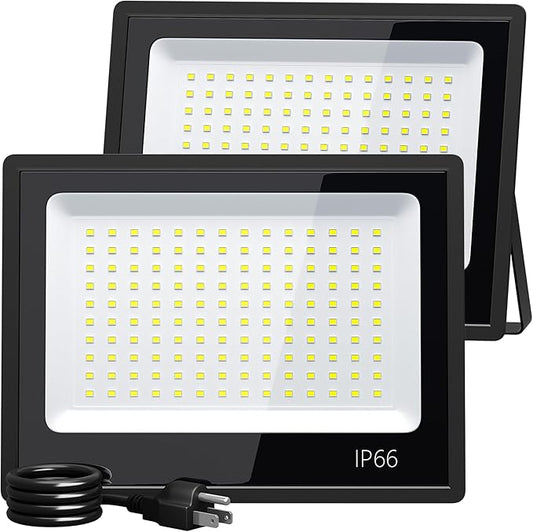 XXBSAZ 100W LED Flood Lights Outdoor, Plug-in & Hardwired Security Lights by XXBSAZ