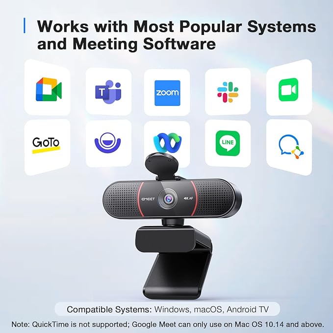 EMEET C960 4K Webcam with Tripod, 4K UHD Sony Sensor, 3 Adjustable Height Mini - Image 9