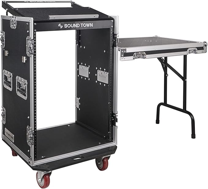 Sound Town Heavy-Duty 1/2" Plywood 16U PA/DJ Rack/Road Case by SOUNDTOWN