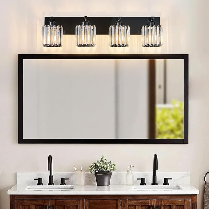 FDPBY Modern Bathroom Vanity Light 4-Lights Plating Black Crystal Bathroom Wall - Image 6