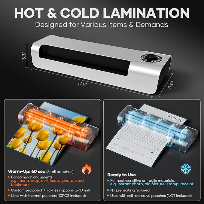 Crenova A3 Commercial Laminator Machine, 13 Inch 4-Roll Laminating Machine - Image 3