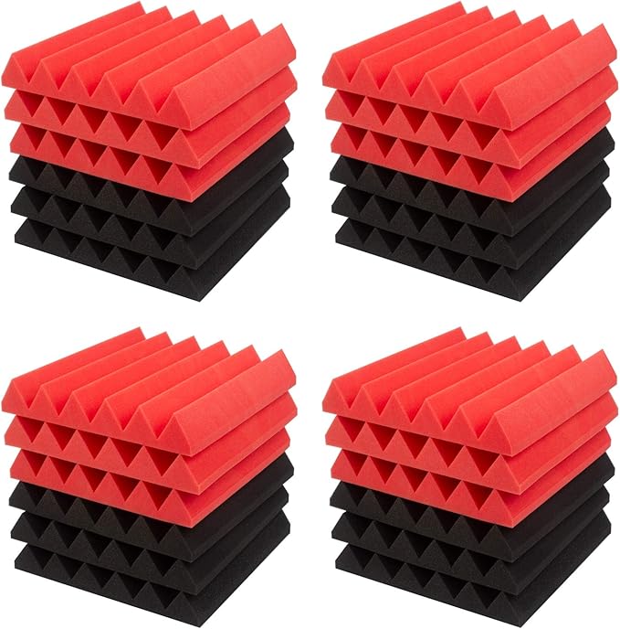 JBER 24 Pack Red and Charcoal Acoustic Panels Studio Foam Wedges Fireproof - Image 6