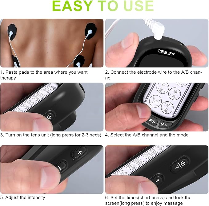 Dual Channel TENS EMS Unit 24 Modes 36 Levels, Upgraded Large Screen Intensity - Image 7