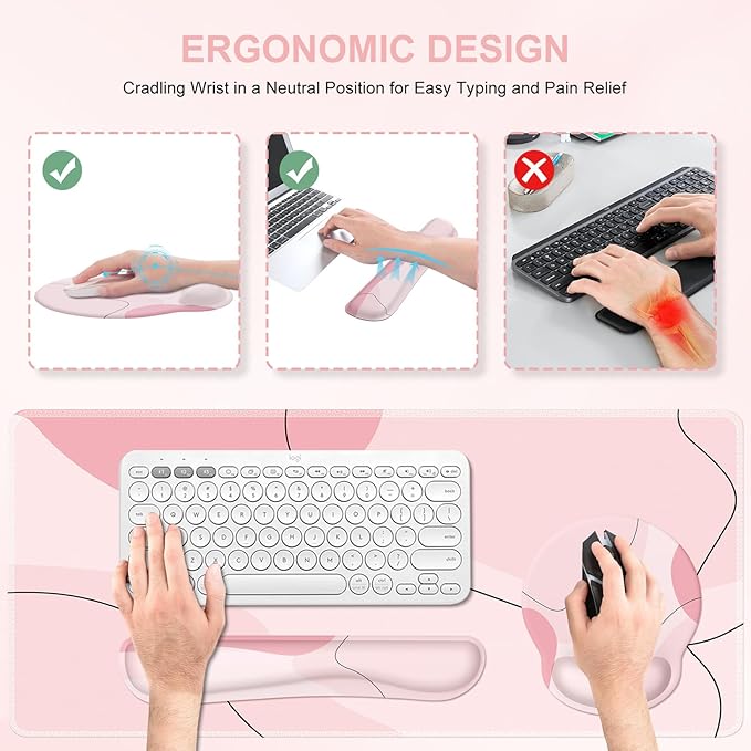 iCasso Large Gaming Mouse Pad Wrist Support Set, Desk Mat, 4in1 XXL Mousepad + - Image 3