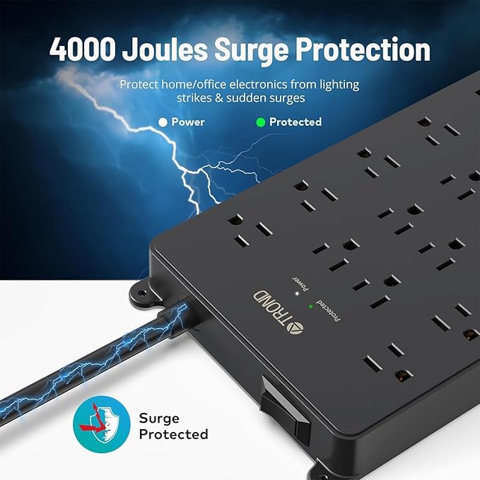 TROND Surge Protector Power Strip, 22 Widely Spaced Outlets - Image 2