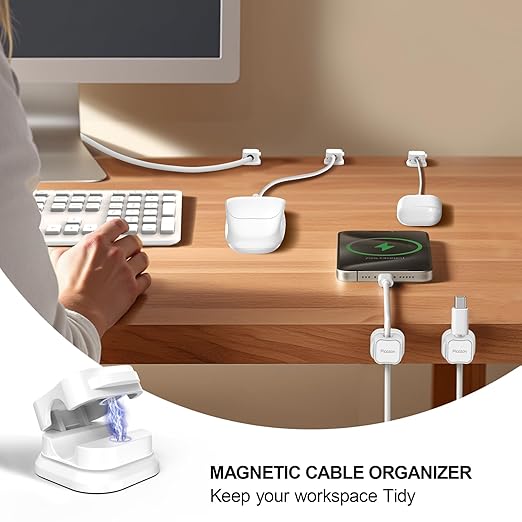 48 Pack Magnetic Cable Clip Organizer Cord Holder, Picozon Adhesive Cable - Image 2