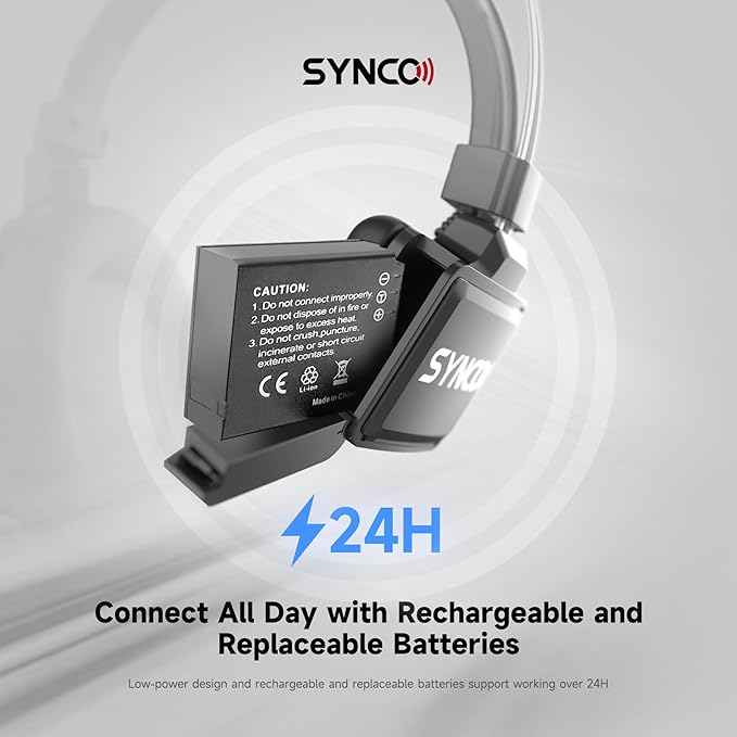 SYNCO XTALK XPro2 Wireless Intercom Headset System, 2.4 GHz 1640FT/500M Full - Image 8