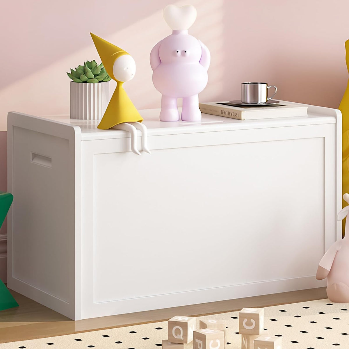storage chest, entryway storage bench with 2 safety, main product view