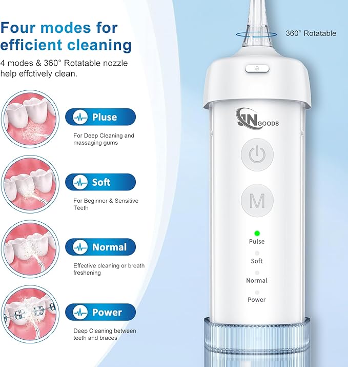 JNGOODS Mini Cordless Portable Water Flosser Oral Irrigator Water Teeth Cleaner - Image 3