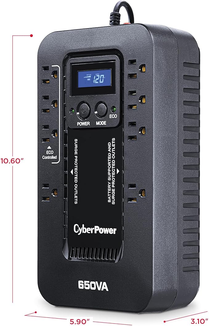 CyberPower EC650LCD Ecologic Battery Backup & Surge Protector UPS System - Image 5