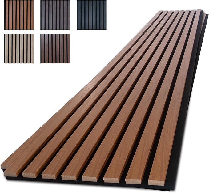 NeatiEase Wood Panels for Wall, 4-Piece 96" x 12.6" Soundproof Wood Slat Wall by NeatiEase