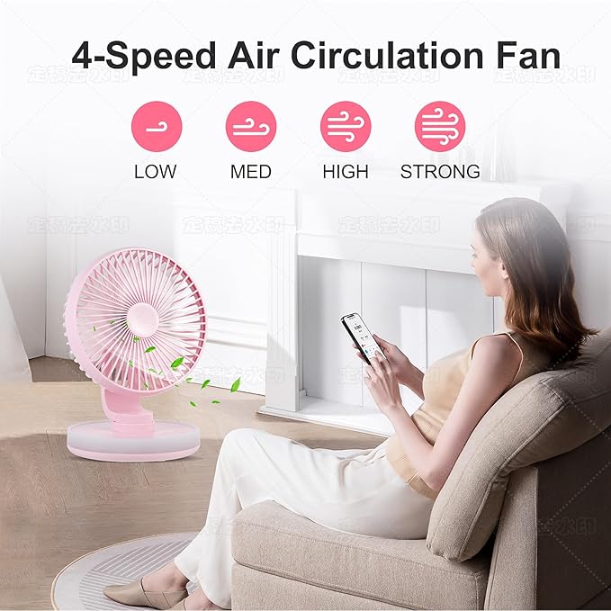 MAWFOZIN Small Desk Fan With Night Light, Auto Oscillating Table Fan With - Image 3