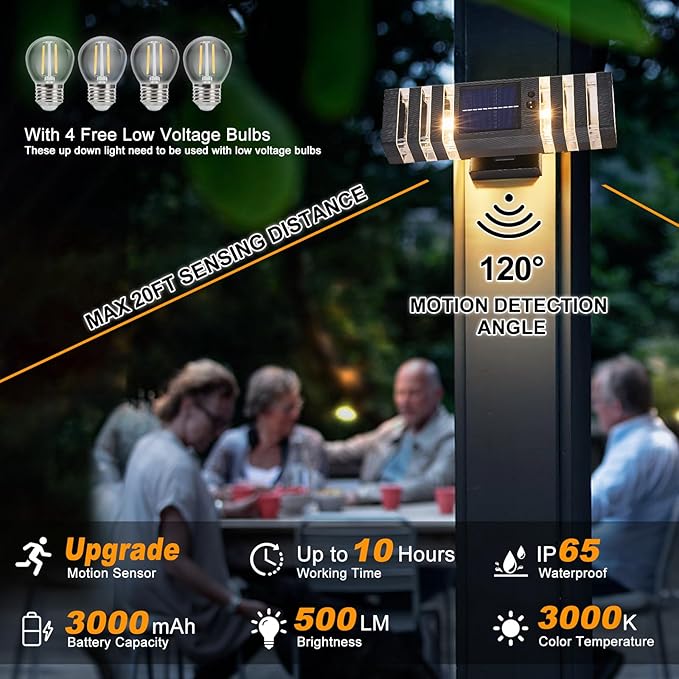 2 Pack Solar Outdoor Wall Lights - Image 2