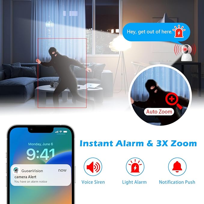 GUOANVISION 3MP Indoor Pan/Tilt Security Camera, 5G WiFi 360° Rotating Home - Image 4
