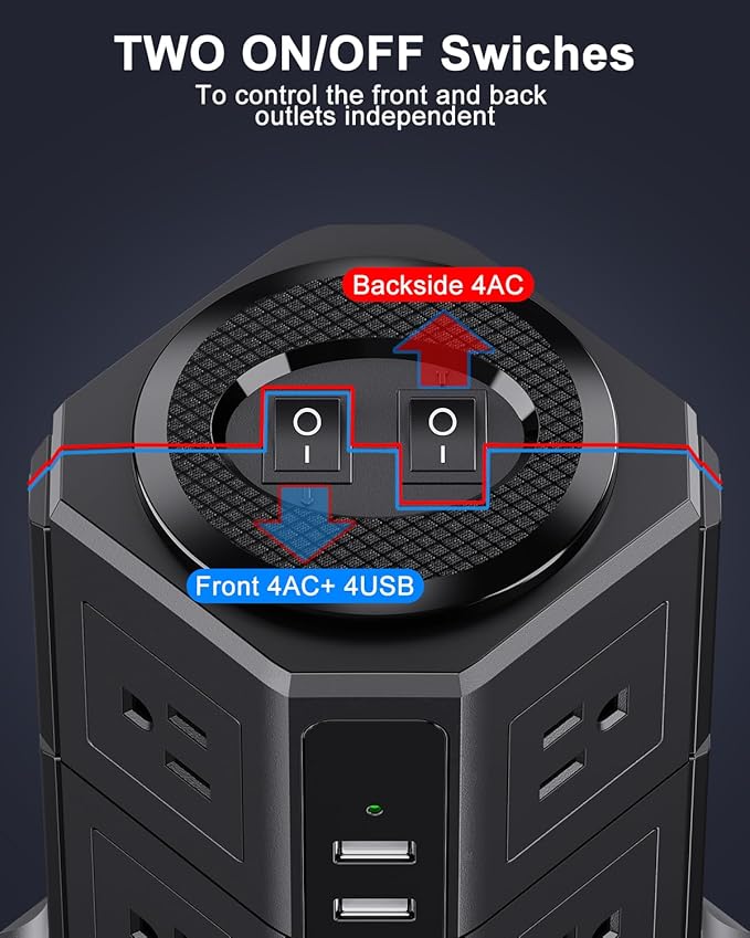 Surge Protector Power Strip Tower - Image 6