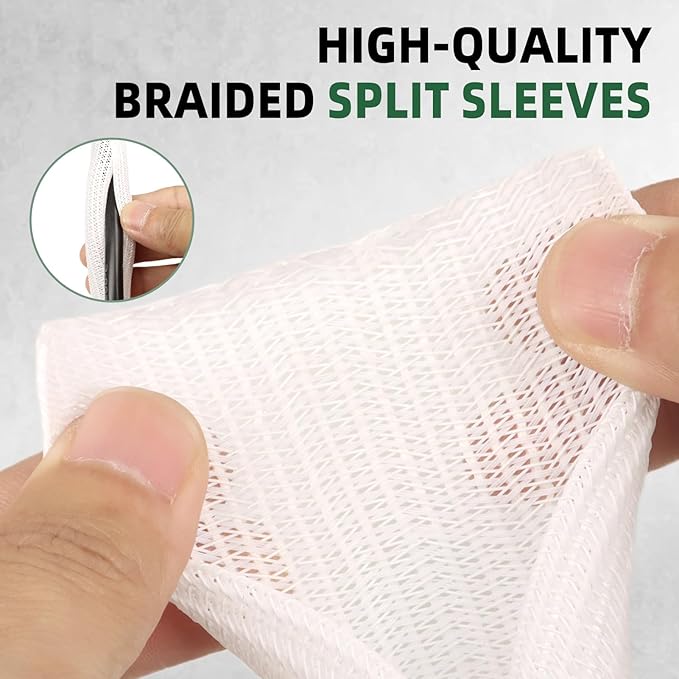 Split Wire Loom Tubing, Cable Protector Sleeve, Braided Cable Management - Image 3