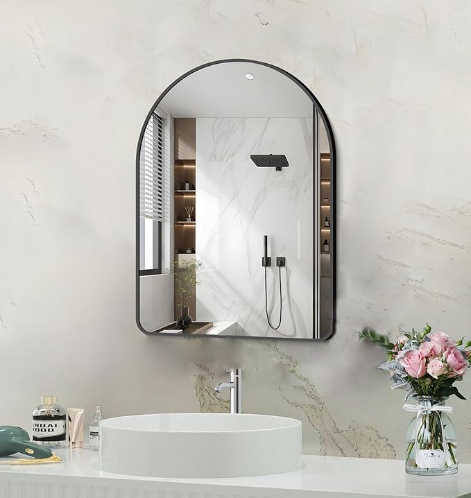 GLASHOM 20"x28" Black Arched Mirror by GLASHOM