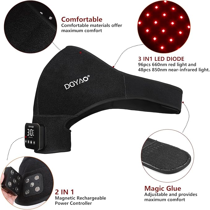 Cordless Shoulder Red Light Therapy Belt, Portable Near Infrared Light Therapy - Image 2