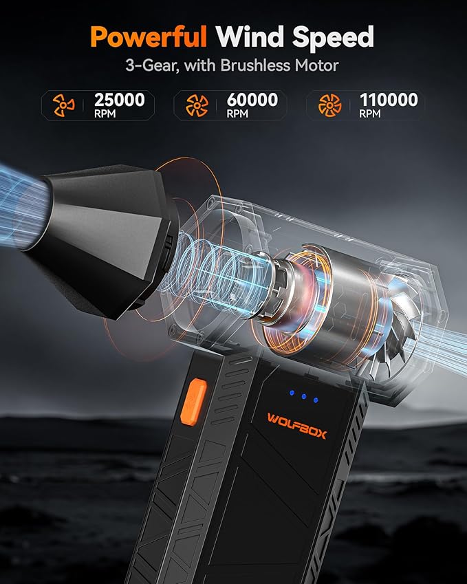 WOLFBOX MF50 Compressed Air Duster-110000RPM Super Power Electric Air Duster - Image 2
