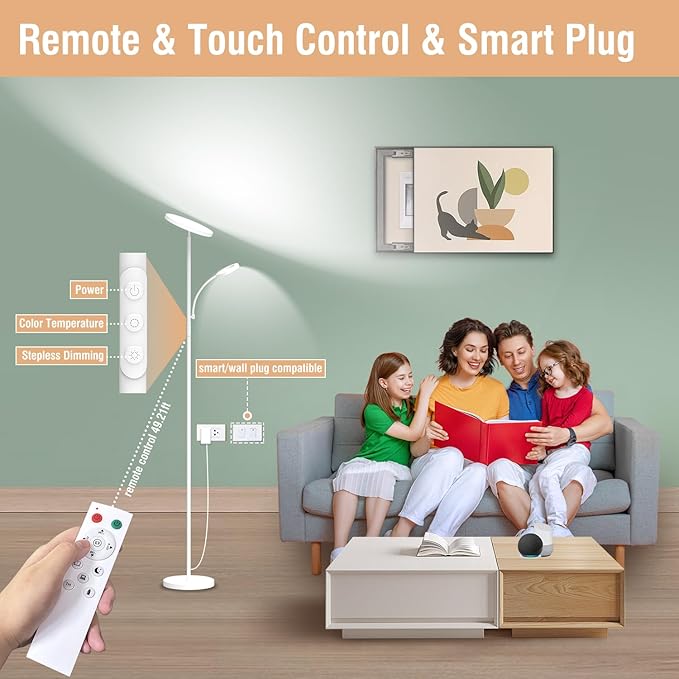 marctronic White Floor Lamp, 42W 4000LM Super Bright LED Room Lamp - Image 4