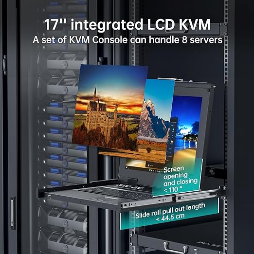 MT-VIKI Rack KVM Monitor Switch 8 Port w/17'' LCD Monitor, Fit 1U 19'' Rack - Image 5