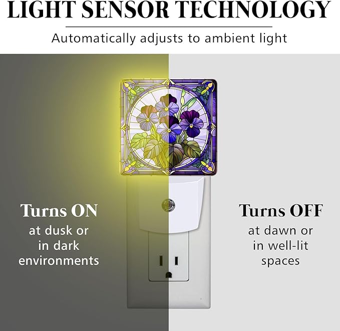 PODMemory Violet Stained Glass Night Lights Plug into Wall - Image 3