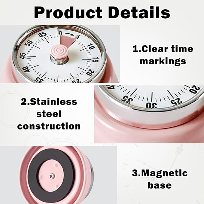 KwonfaiDelil 60-Minute Magnetic Visual Timer, Silent Operation and No Battery - Image 3