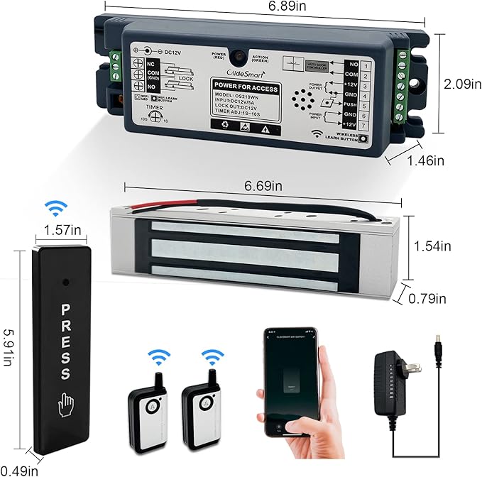 2.4GHz WiFi Access Control 400lb Holding Force Electic Magnetic Door Lock - Image 6