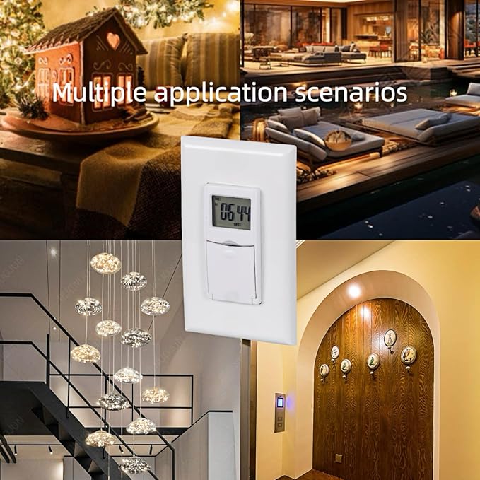 in Wall Digital Timer Switch, Indoor 7 Day Light Switch timers, 15A - Image 6