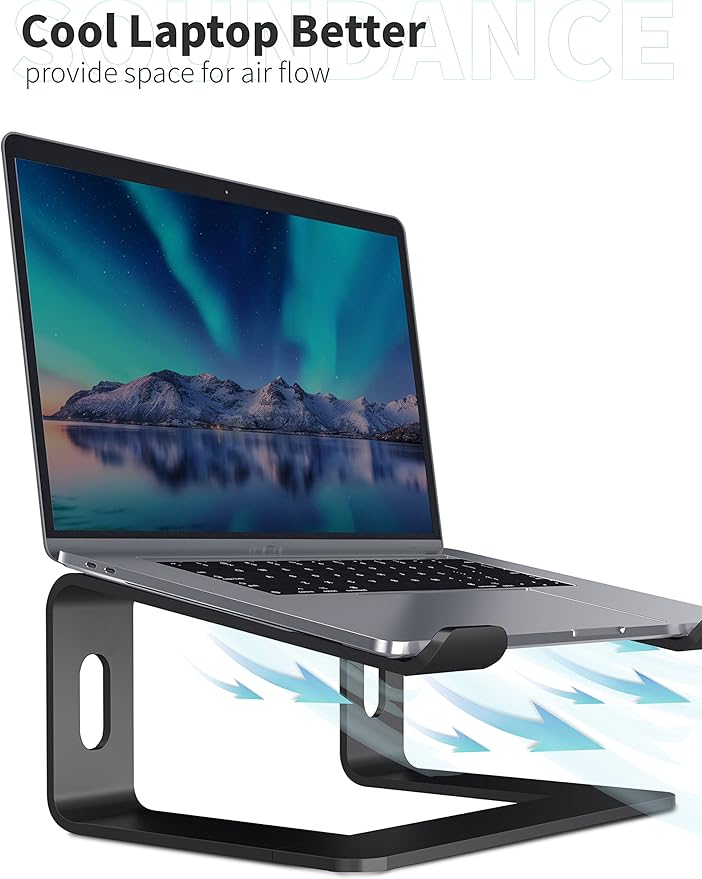 SOUNDANCE Laptop Stand, Aluminum Computer Riser, Ergonomic Laptops Elevator - Image 4