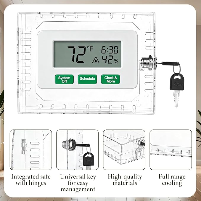 4 PCS Thermostat Lock Box with Key, Universal Thermostat Covers with Locks - Image 3