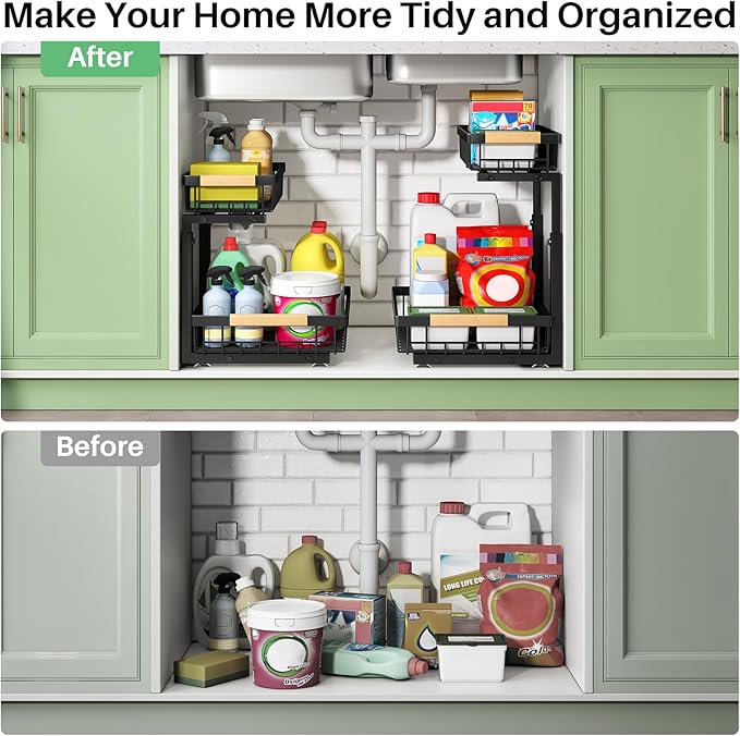 Under Sink Organizer, 2 Packs 2 Tier Under Sink Organizers and Storage - Image 8