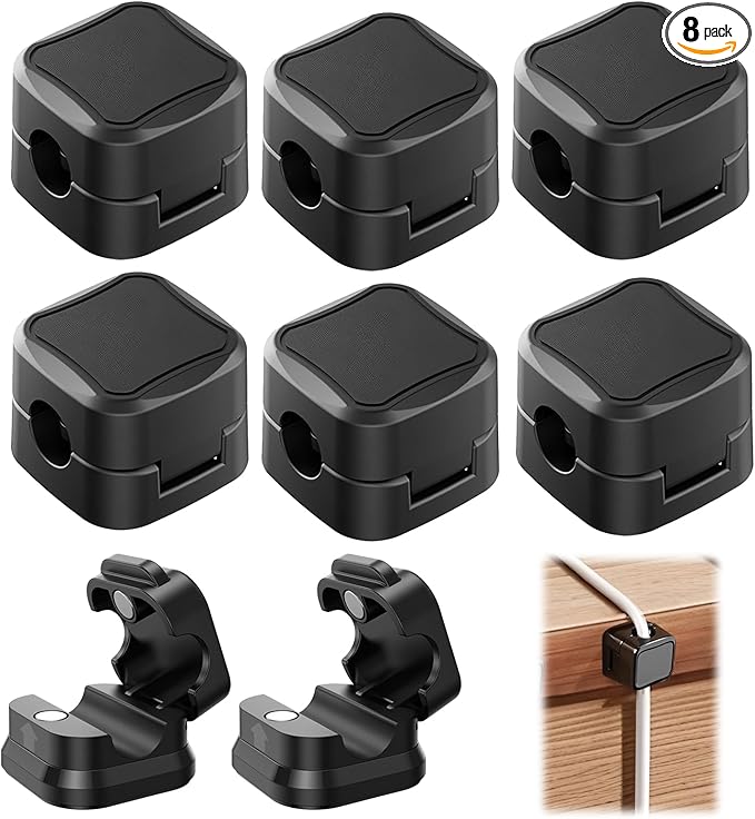 8 Pack Magnetic Cord Organizer, Strong Adhesive Desk Magnetic Cable Clips by Unknown