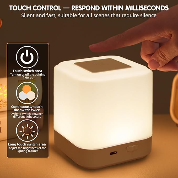 LIPKAHH Touch Lamp for Nightstand, Speech Control Bedside Lamp Touch Control - Image 4