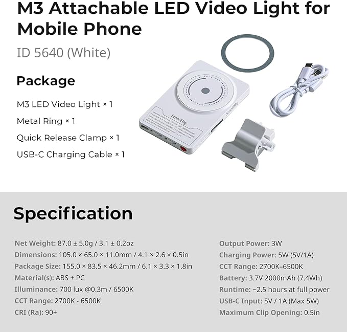 SmallRig M3 Magnetic Selfie Phone Light - Image 9